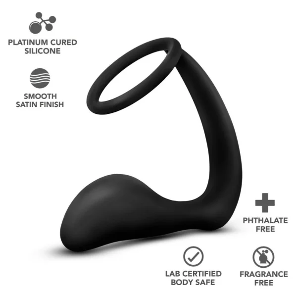 Blush Anal Adventures Platinum Cock Ring Plug Black — image 6 of 6