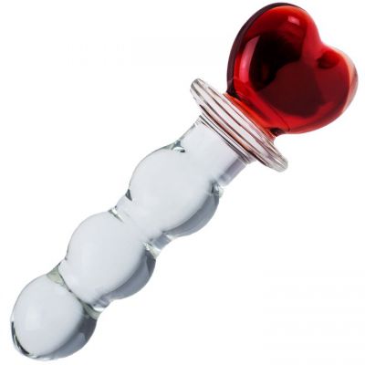 Glacier Glass Red Heart Dildo 6 5 Inch