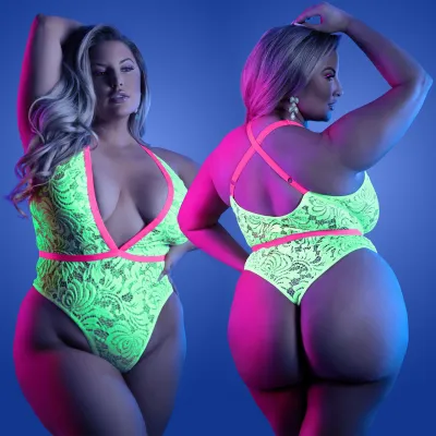 Spotlight UV Reactive G String Teddy by Fantasy Lingerie Queen