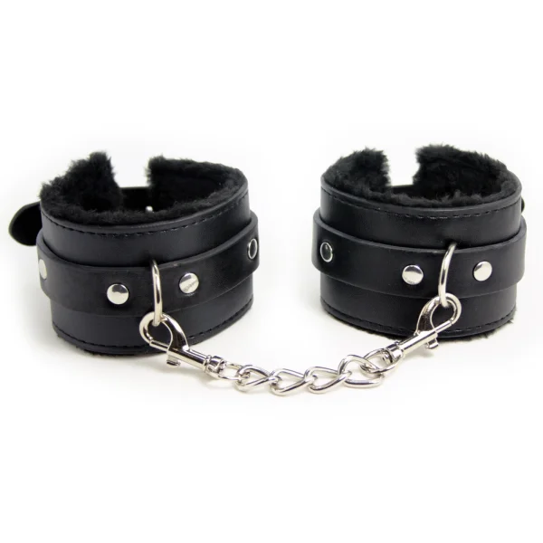 Adjustable Leather Faux Fur Lined Wrist Cuffs