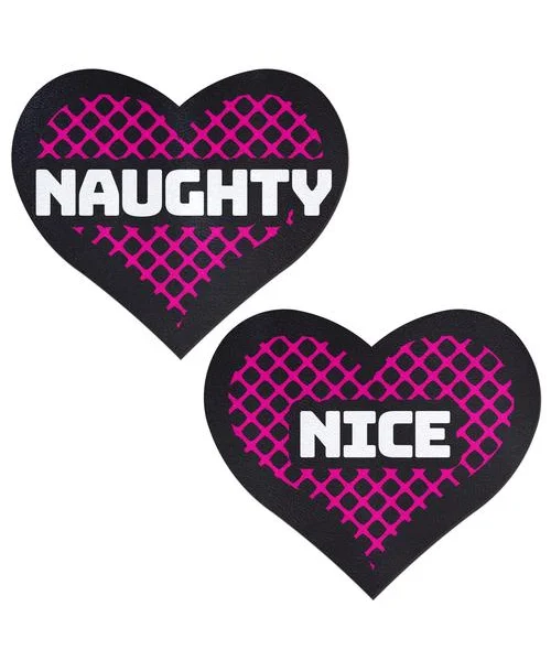 Pastease Naughty & Nice Heart Black, Pink Pasties