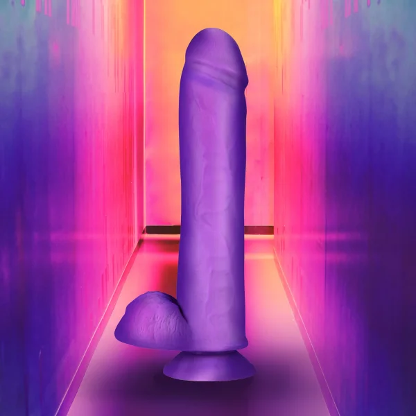 Neo Elite - 11-inch Silicone Dual-density Cock With Balls - Neon Purple