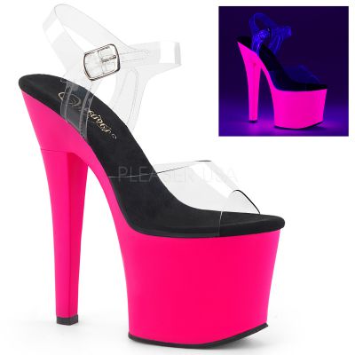 7 inches Heel 3 1 4 inches PF UV Reactive Ankle Strap Sandal