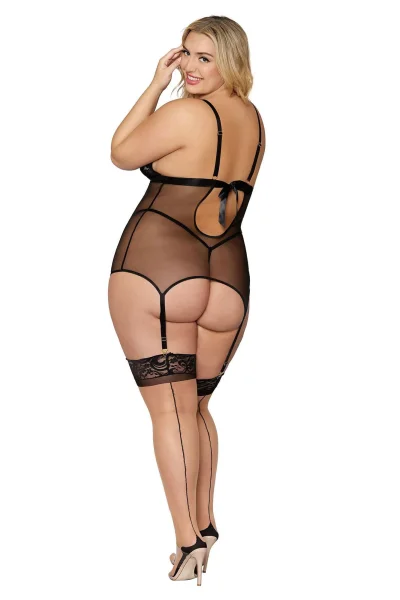 Garter Slip and G-String - Queen Size - Black