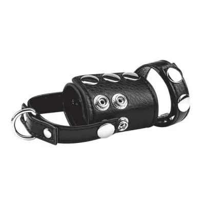 C Ball Gear Cock Ring with Ball Stretcher 2 inches Black