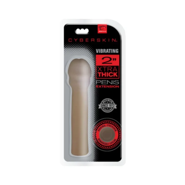 2 inches Cyberskin Xtra Thick Vibrating Transformer Penis Extension Brown
