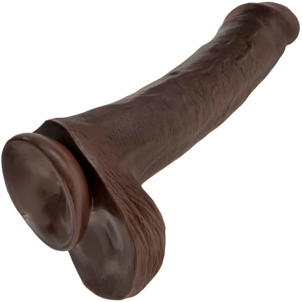King Cock 13" Suction Cup Dildo With Balls - Chocolate