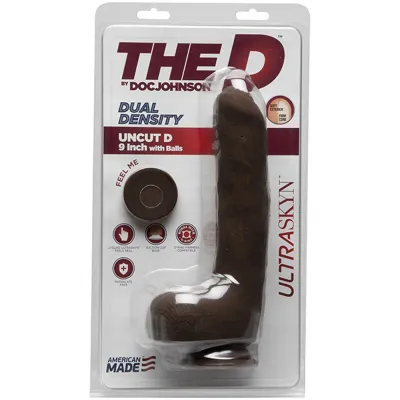 The D Uncut D 9 Inch With Balls Ultraskyn Chocolate