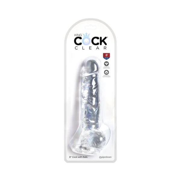 King Cock Clear 8in Cock With Balls — image 9 of 14