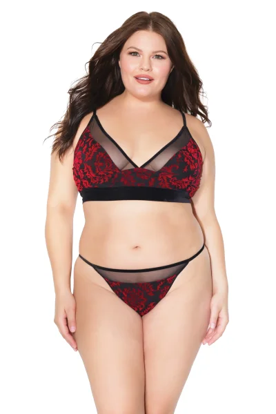 Velvet Jacquard Lace Bralette & Matching Panty Set — image 5 of 16