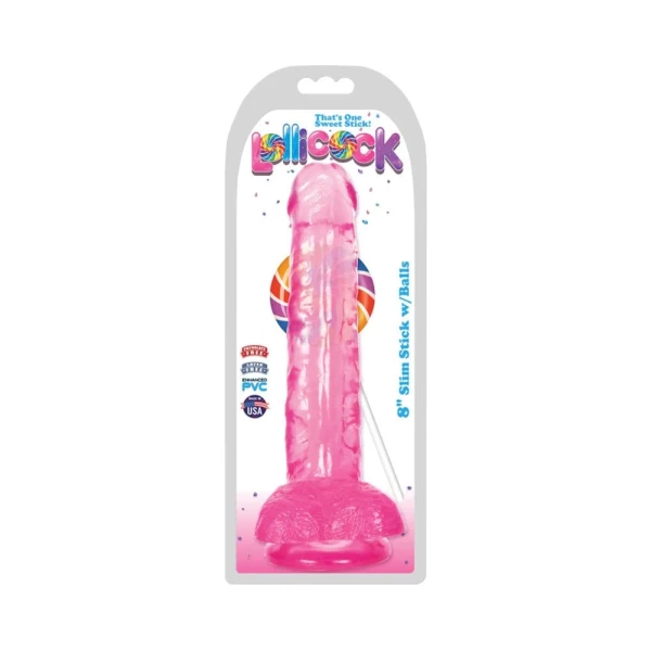 Lollicock 8 inches Slim Stick Dildo with Balls