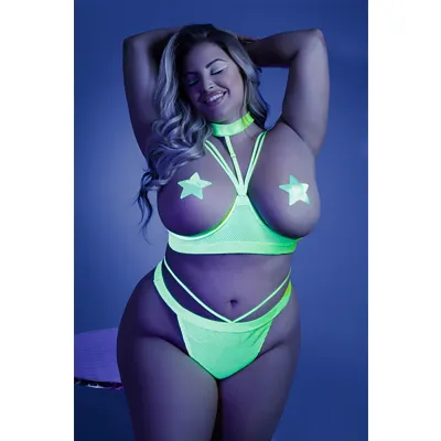 Double Take Cupless Bra and Cage Thong Queen Size