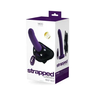 Vedo Strapped Rechargeable Vibrating Strap on Deep Purple