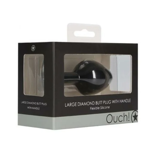 Ouch! Large Diamond Butt Plug With Handle - Black — image 7 of 9