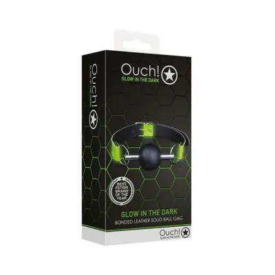 Ouch Glow Solid Ball Gag Glow In The Dark Green