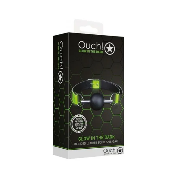 Ouch! Glow Solid Ball Gag - Glow In The Dark - Green