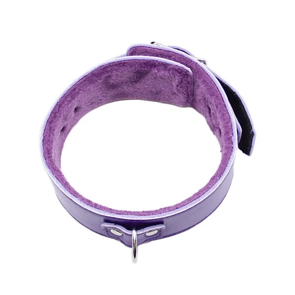 Love In Leather Faux Fur Lined Collar and Lead with Metal Detail