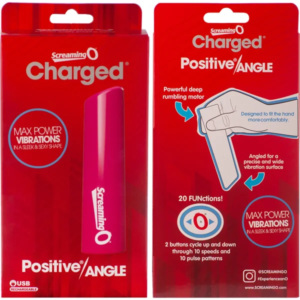 Charged Positive Angle Rechargeable Waterproof Vibrator By Screaming O - Pink