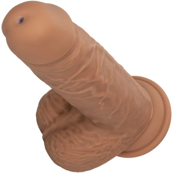 Squirting Fuck Stick 9" Vibrating Realistic Silicone Suction Cup Dildo By CalExotics - Caramel