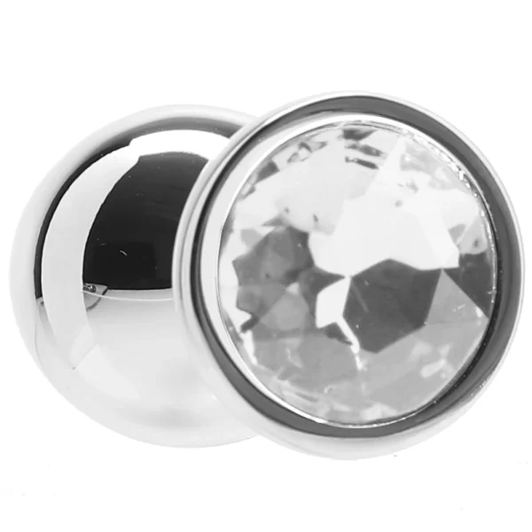 Shots Ouch! Round Gem Butt Plug Large - Silver/Diamond