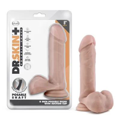 Dr Skin Plus 8 Inch Posable Dildo With Balls Vanilla