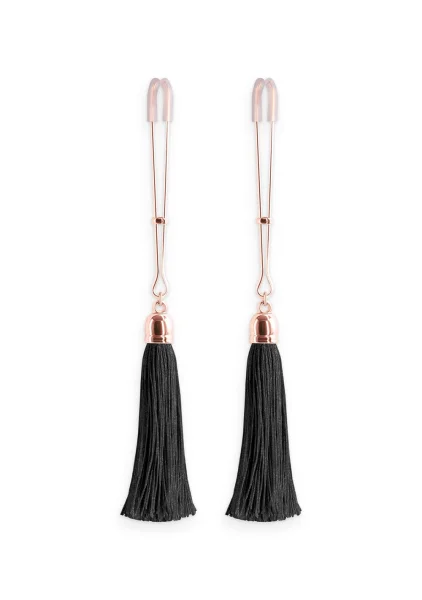 Bound Adjustable T1 Tassel Nipple Clamps by NS Novelties - Rose Gold & Red