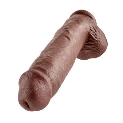 King Cock With Balls 11 Inch Brown