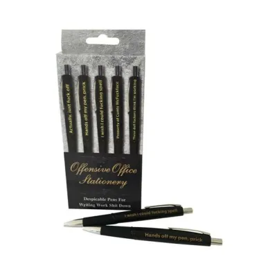 Offensive Office Stationery pens Assorted Sayings 5 pack