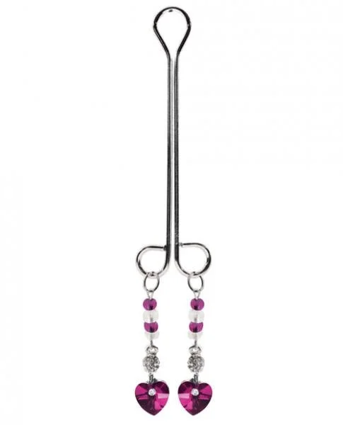 Bijoux Cli Clamp Double Loop with Heart Charm & Fuchsia Beads
