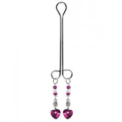 Bijoux Cli Clamp Double Loop with Heart Charm Fuchsia Beads