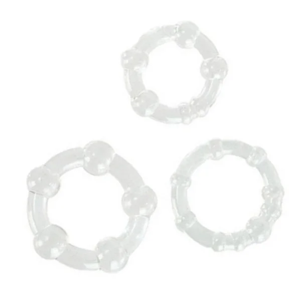 Stay Hard Beaded Cockrings - 3 Pack - Clear