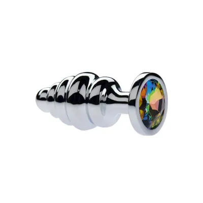 Kink Range Alloy Gemmed Butt Plug 3 2 Inch Rainbow Medium