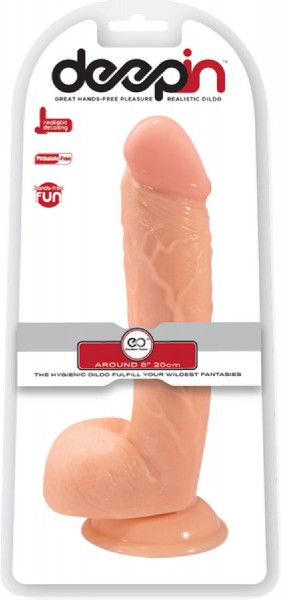 8" Realistic Dong With Balls (Flesh)
