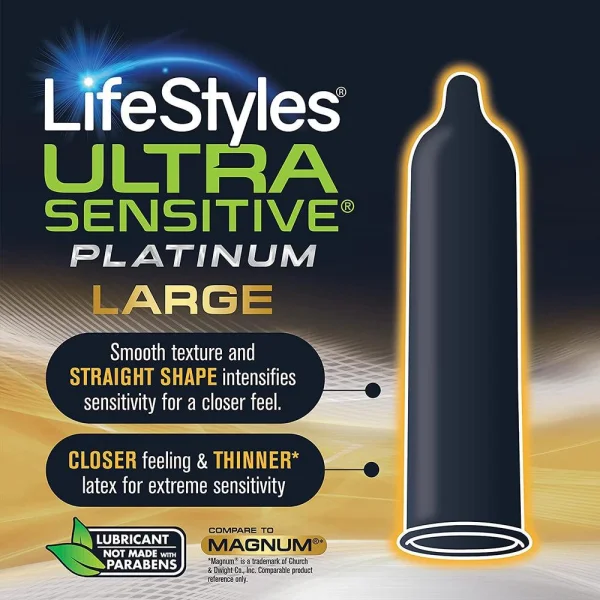 LifeStyles Ultra Sensitive Platinum Large Condoms | Ultra Thin