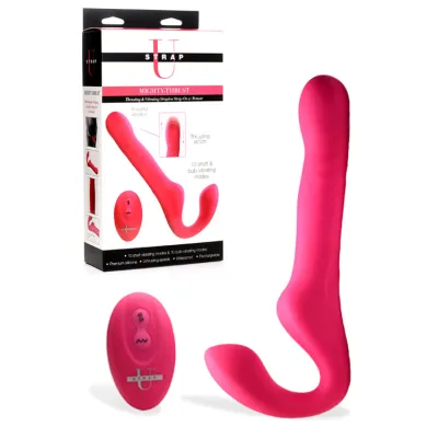 Strap U Mighty Thrust 9 5 Thrusting Vibrating Strapless Strap On with Remote Control