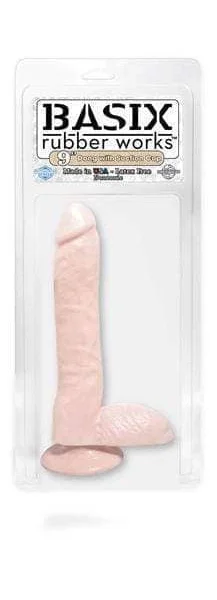 Basix Rubber Works 9 Inch Dong With Suction Cup - Flesh