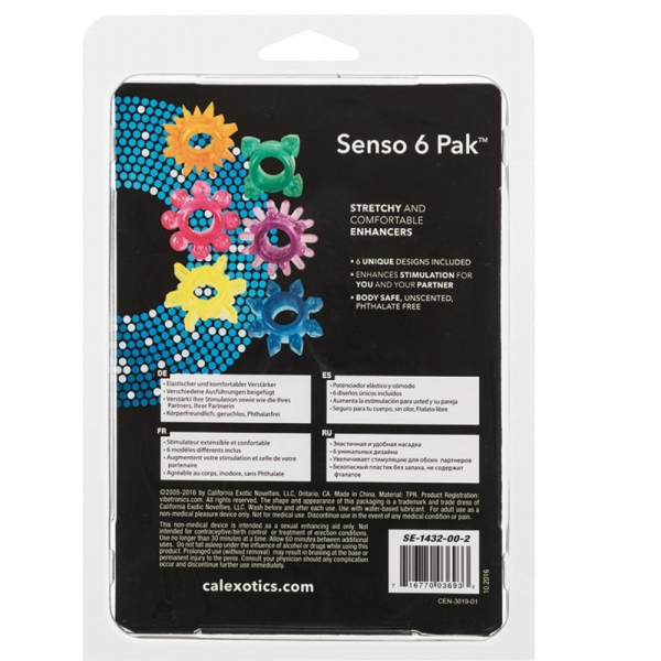 CalExotics Senso Super Stretchy Enhancers-6Pk Assorted