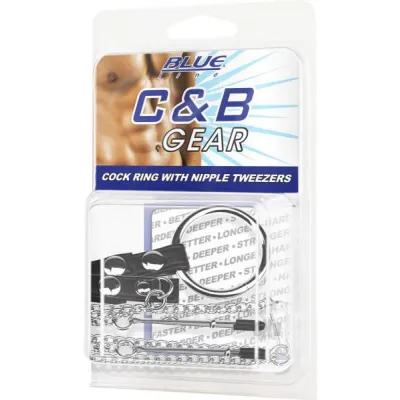 C B Gear Cock Ring with Nipple Clamps Tweezers