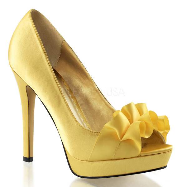 4 3/4 inches Heel, 1 inches PF Peep Toe Pump w/Ribbon Across Vamp — image 5 of 12