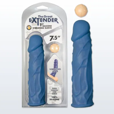 The Great Extender 1st Vibrating Penis Sleeve 7 5 quot Blue