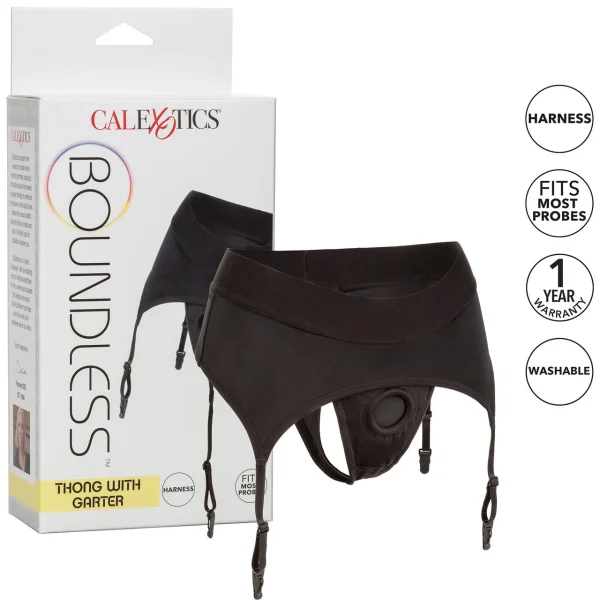 Boundless Thong With Garter Strap-On Harness By CalExotics - 2 X-Large / 3 X-Large