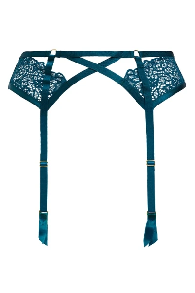 Dita Von Teese Von Follies Madame XXX Teal Suspender Garter Belt