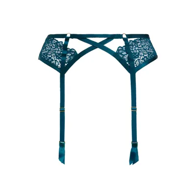 Dita Von Teese Von Follies Madame XXX Teal Suspender Garter Belt