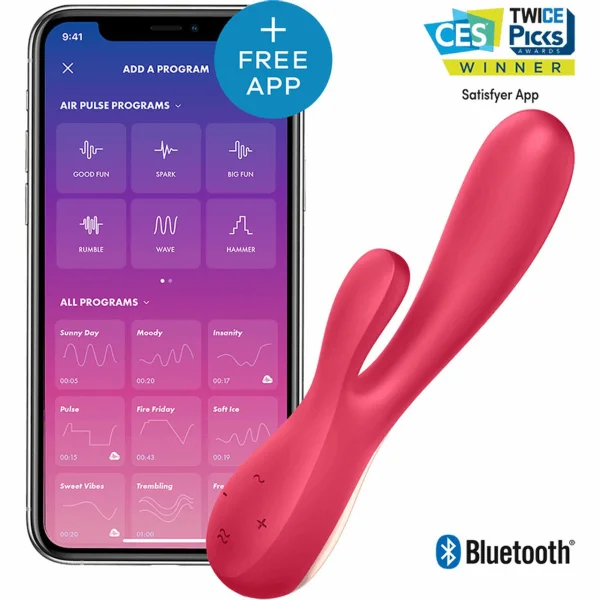 Satisfyer App Enabled Mono Flex Rabbit Vibrator Red