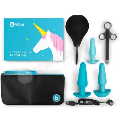 B vibe Blue Anal Training Butt Plug 7 Piece Education Set