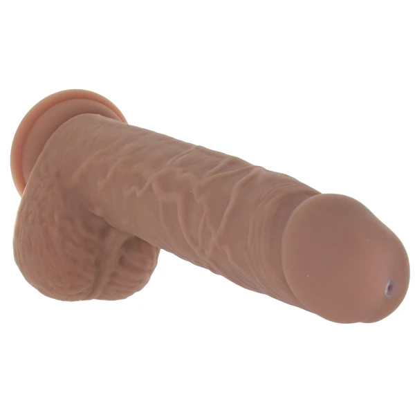 Squirting Fuck Stick 9" Vibrating Realistic Silicone Suction Cup Dildo By CalExotics - Caramel
