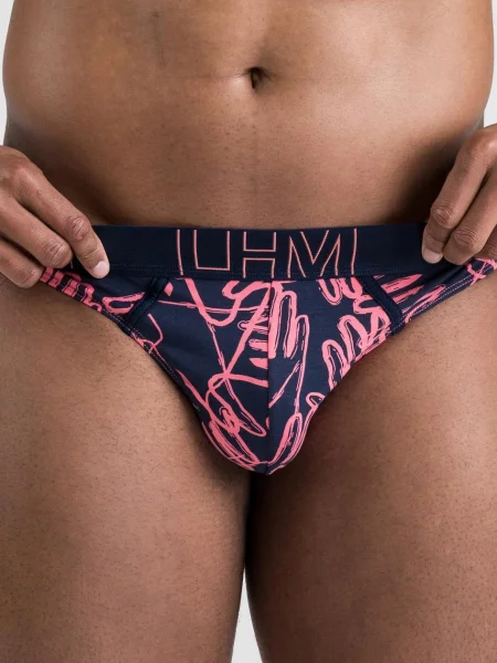 LHM Modal Navy Blue Abstract Print Thong