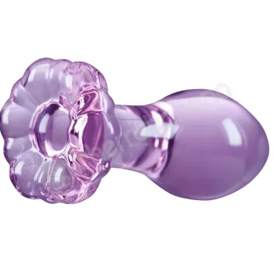 Crystal Flower Purple Glass 2 8 Butt Plug