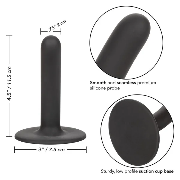 Boundless 4.5" Slim Silicone Suction Cup Dildo By CalExotics - Black