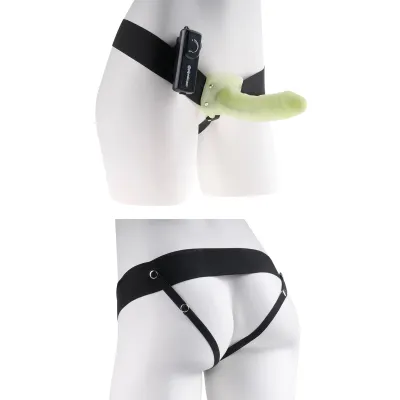 Fetish Fantasy Series for Him or Her Vibrating Hollow Strap on Glow in the Dark